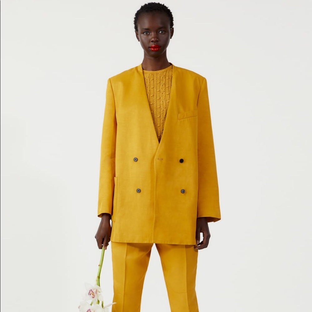 Zara mustard blazer jacket sz M-L